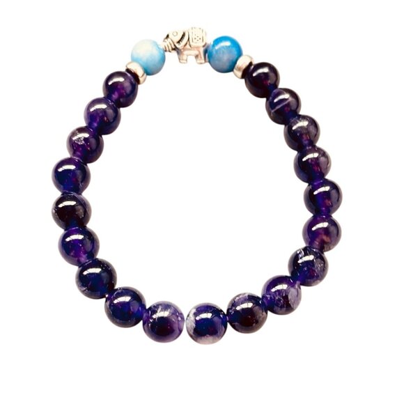 Bondhu Jewelry - Purple Amethyst Elephant Mala Bracelet